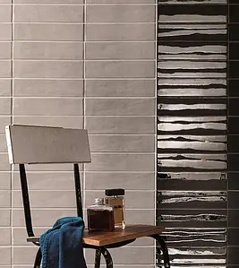 Piastrella di fondo, Effetto mattone, Colore grigio, Gres porcellanato smaltato, 7.5x30 cm, Superficie opaca